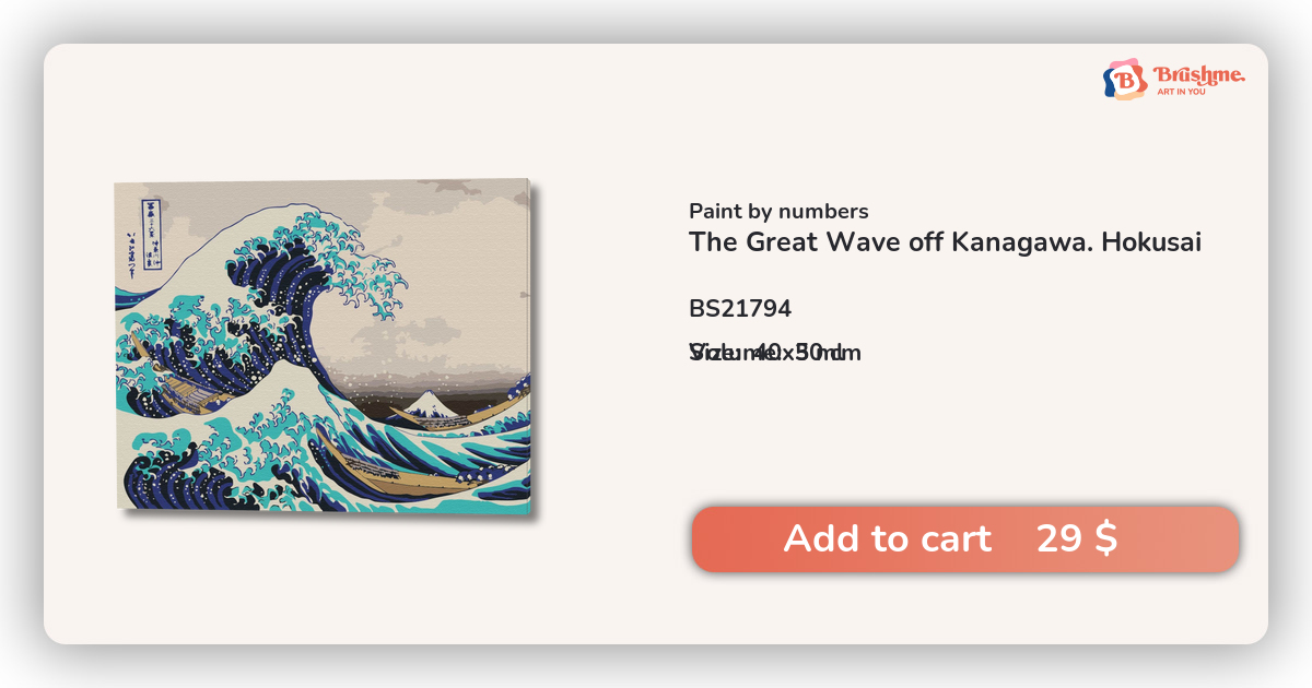 ᐉ Buy Paint by numbers The Great Wave off Kanagawa. Hokusai