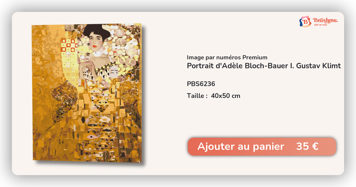 Kit Peinture Par Numéro Adele Bloch Bauer De Klimt - Toile 40,6x50,8 Cm, Avec Ou Sans Cadre - 13