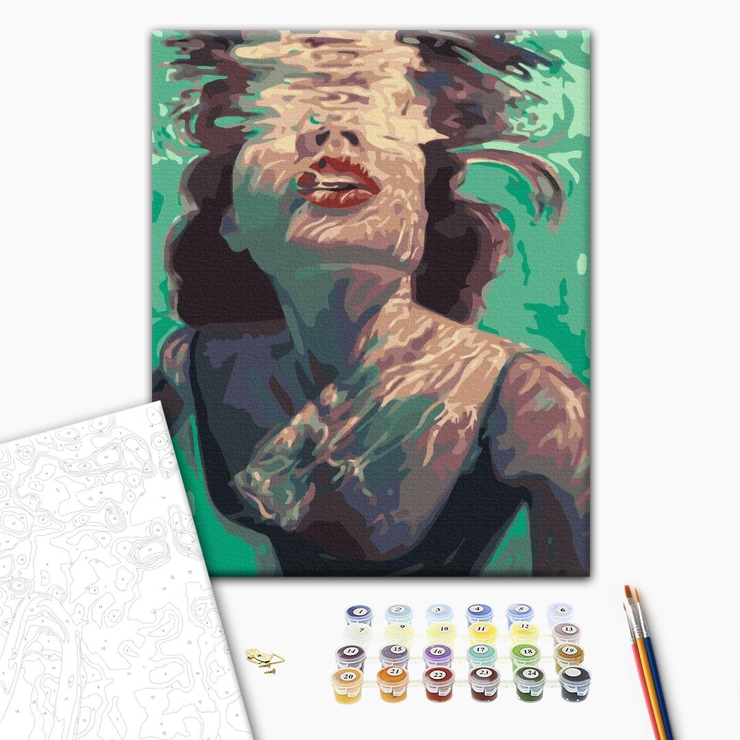 Girl underwater Paint by numbers Brushme