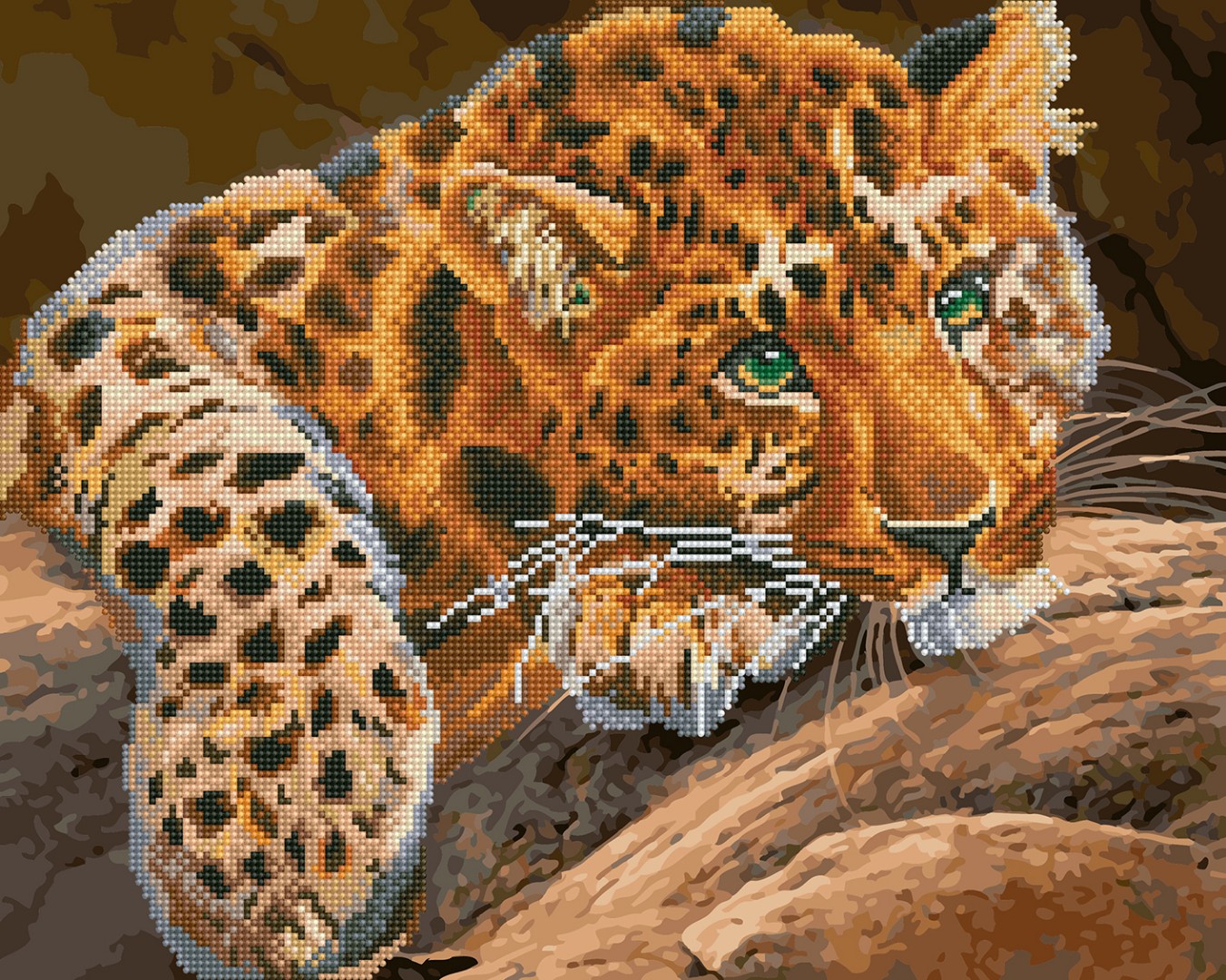 ᐉ Cumpără Pictură combinată Leopard cu ochi verzi GZS1115 - preț