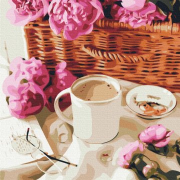 Peonies in a basket