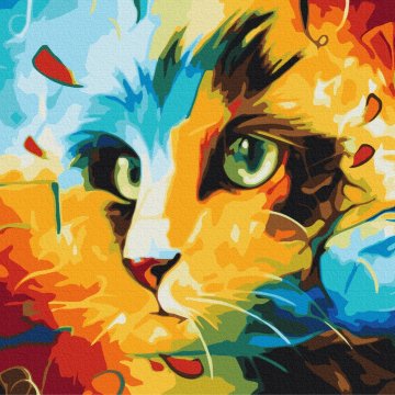 Pisica în culori strălucitoare