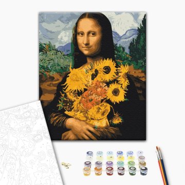 Mona Lisa mit Sonnenblumen