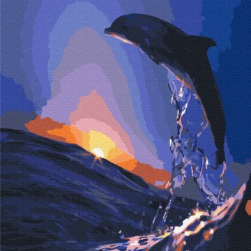 Delfín při západu slunce