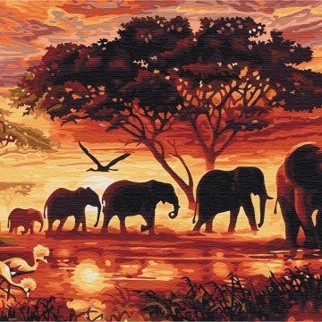 Éléphants dans la savane