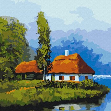 Eine Hütte am See