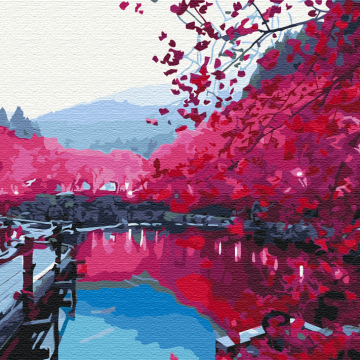 Sakura w pobliżu jeziora