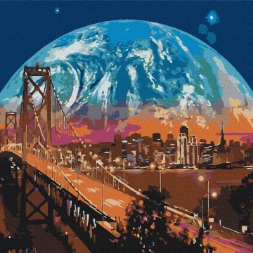 Lune au-dessus de San Francisco