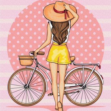 A girl with a bicycle