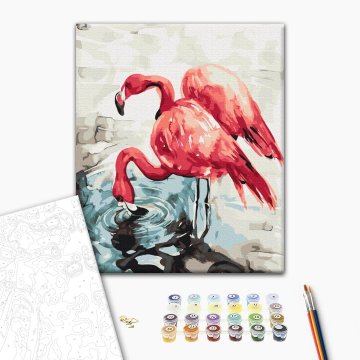 Aquarelle de flamants roses © Karolina Bundash