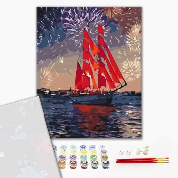 Sailboat under fireworks