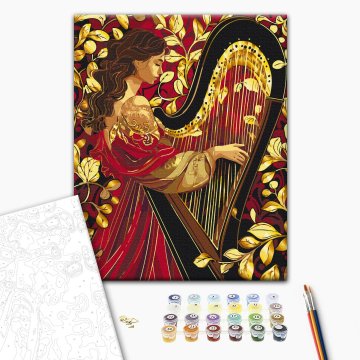 Golden harp melody with metallic colors