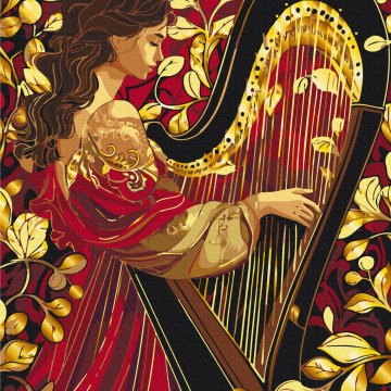 Golden harp melody with metallic colors