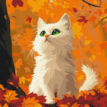 Kitty in fallen leaves