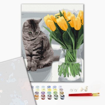 Le chat au tulipes