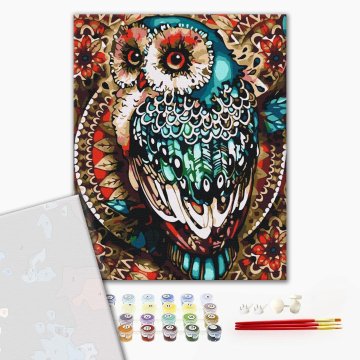 Hibou en mosaïque de couleur