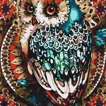 Hibou en mosaïque de couleur