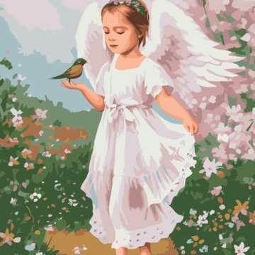 Little angel with a bird