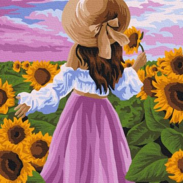 La dame au milieu des tournesols