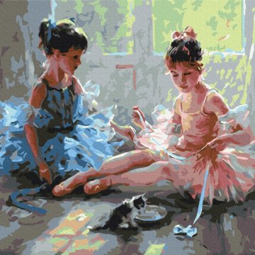 Ballerinas with a kitten