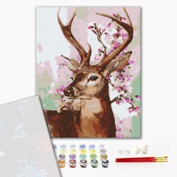 Deer and sakura branch