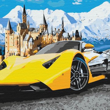 Lamborghini près du château