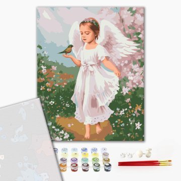 Little angel with a bird