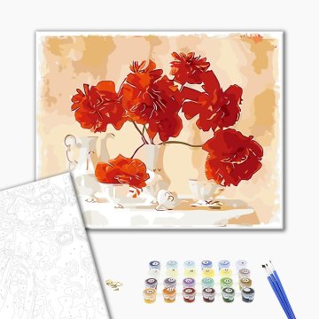 Scarlet flowers in a vase