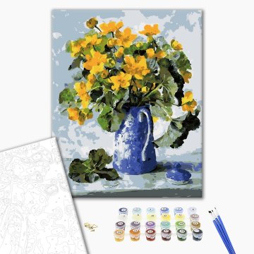 Flowers in a blue vase