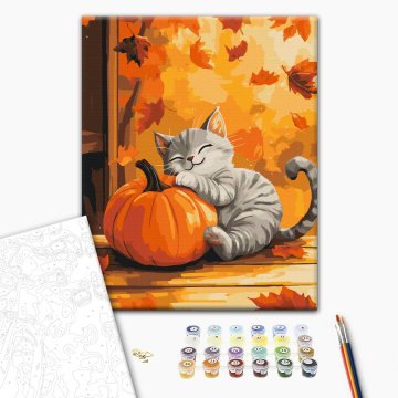 Cat with a pumpkin