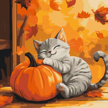 Cat with a pumpkin