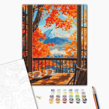 Autumn morning with a view of the mountains