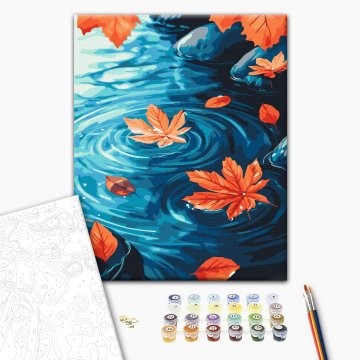 Golden leaves on the water