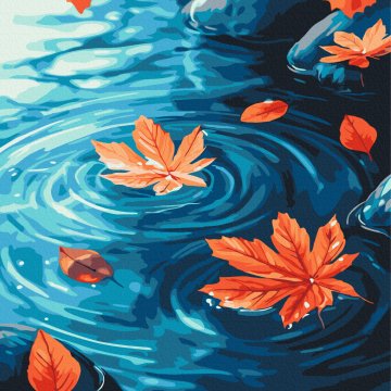 Golden leaves on the water