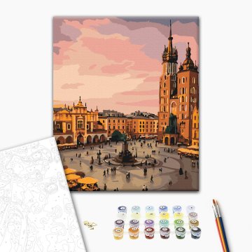 The heart of Krakow at sunset