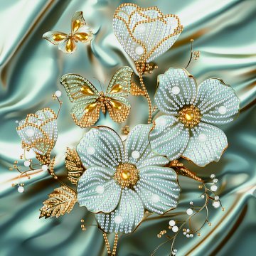 Flowers in gold