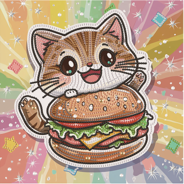 Kitten with a hamburger