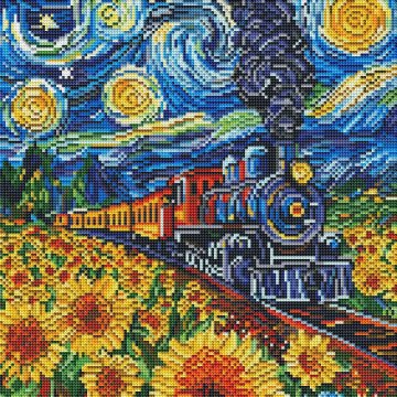 A train in sunflowers
