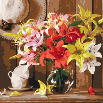 Colorful bouquet of lilies
