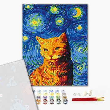 Cat on a starry night