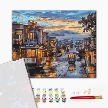 City in the colors of rain