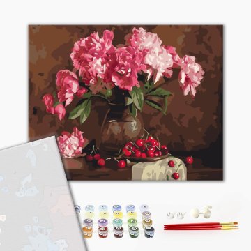 Peonies and cherries