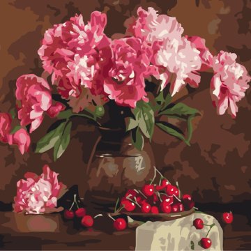 Peonies and cherries