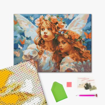 Angels in flower wreaths