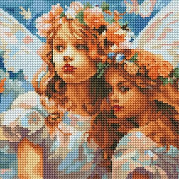 Angels in flower wreaths