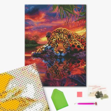 Leopard on a colourful background
