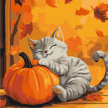 Cat with pumpkin