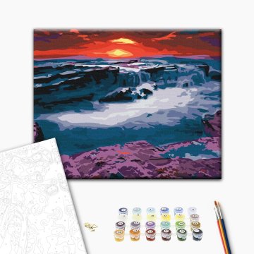 Sunset near the waterfall