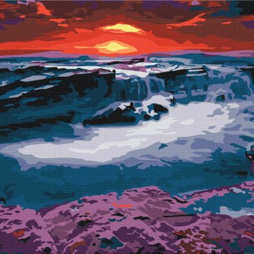 Sunset near the waterfall