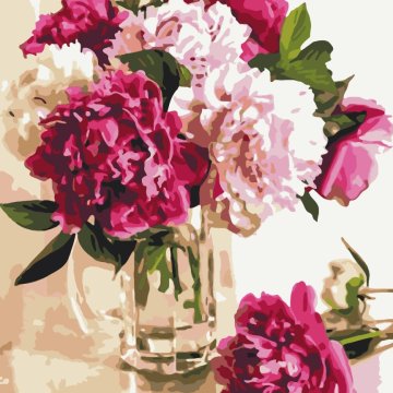 Delicate peonies in a glass vase